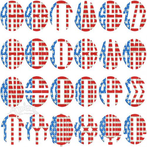 United States Flag Greek Embroidery Fonts