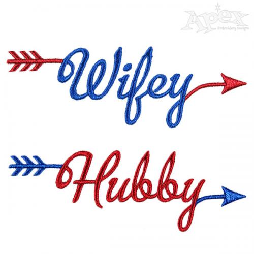 Wifey - Hubby Embroidery Design