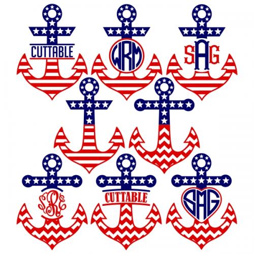 United States Flag Anchor SVG Cuttable Designs