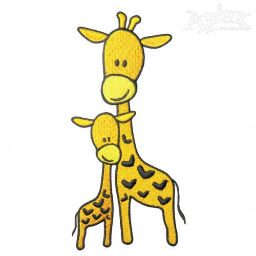 Giraffe Mom and Child Embroidery Designs