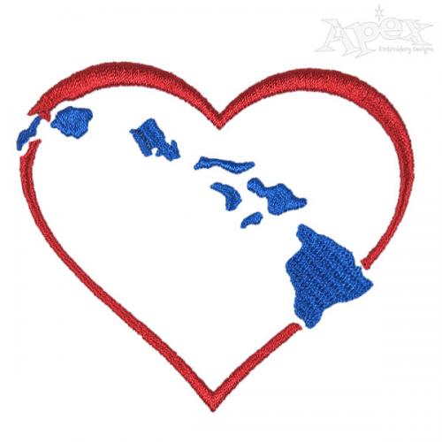 Hawaii in Heart Embroidery Designs