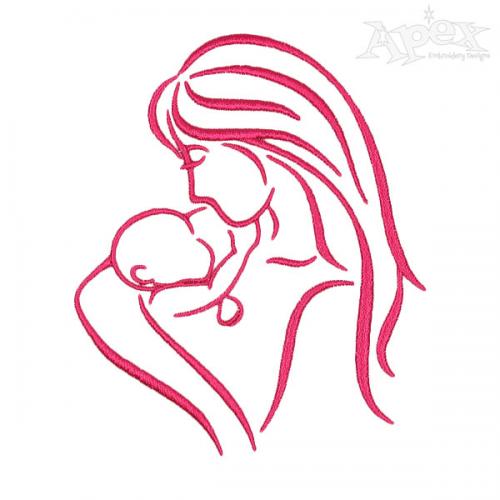 【2児ママ様】オーダーページ Mother & Baby Outline Drawing Machine Embroidery Design Apex