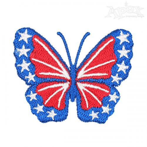 USA American Flag Butterfly Embroidery Designs