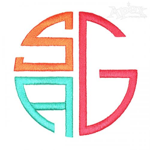 Colorful Round Monogram Embroidery Fonts