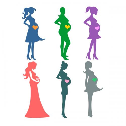 Pregnant Mommy Mom Expecting Baby SVG Cuttable Designs