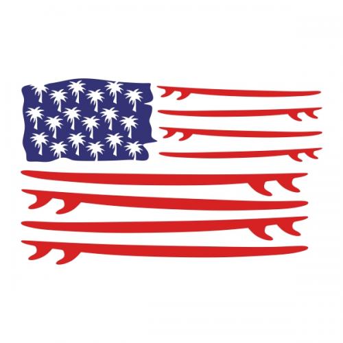 American USA Surfboard Flag SVG Cuttable Designs