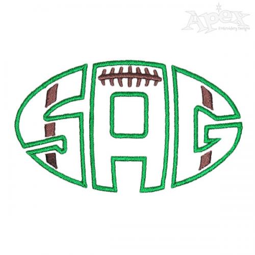Football Oval Monogram Embroidery Fonts