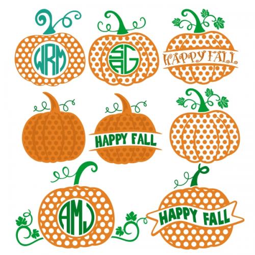 Polka Pumpkin SVG Cuttable Frames