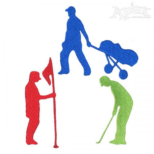 Golf Players Embroidery Designs