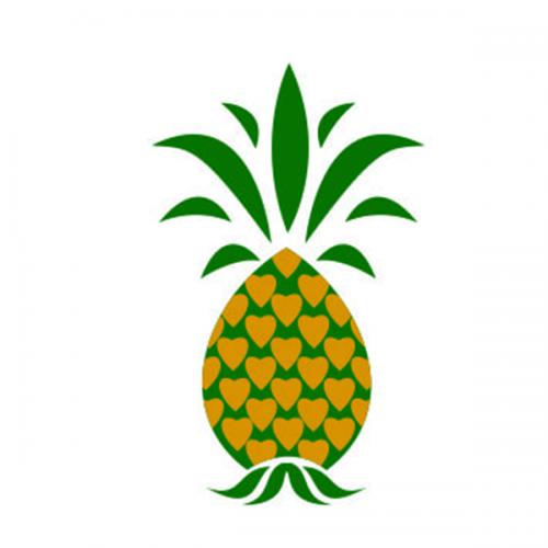 Pineapple with Heart-Shaped Eyes SVG Cuttable Files
