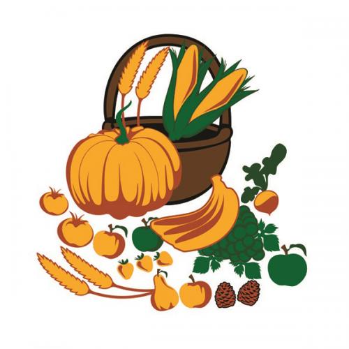 Thanksgiving Day Harvest Cornucopia Cuttable Design