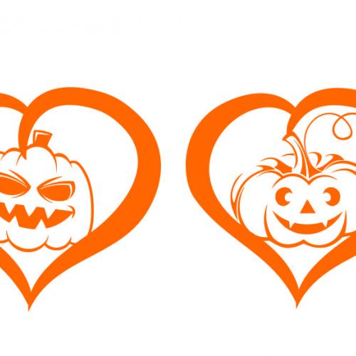 Halloween Carving Pumpkin in Heart Frame SVG Cuttable Files
