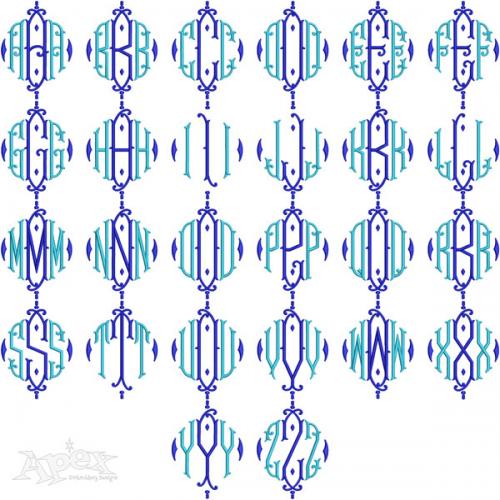 Royal Diamond Monogram Embroidery Fonts