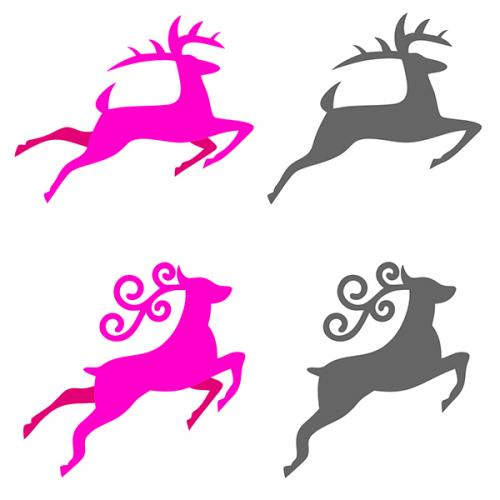 Flying Reindeer Silhouette SVG Cuttable Files