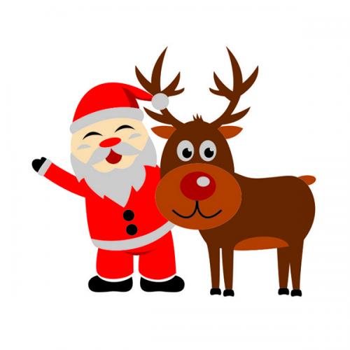 Christmas Santa Claus with Reindeer Deer and Sleigh Ride SVG Cuttable Files