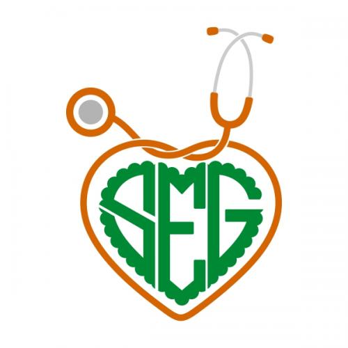 Stethos Love Monogram SVG Cuttable Frames