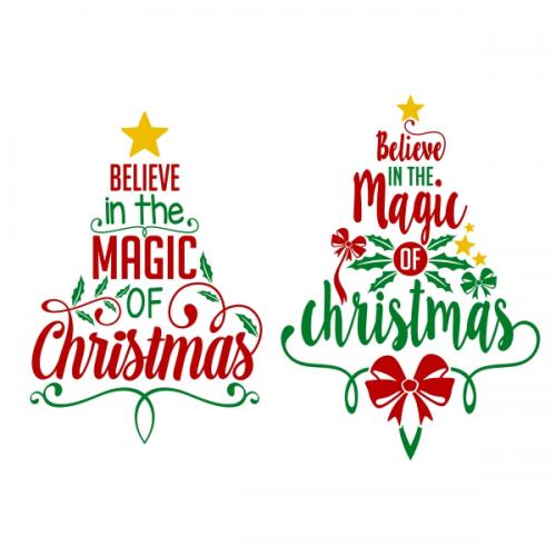 Believe Christmas Magic Tree SVG Cuttable Designs