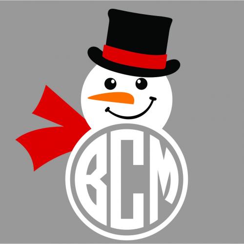 Snowman Monogram SVG Cuttable Files