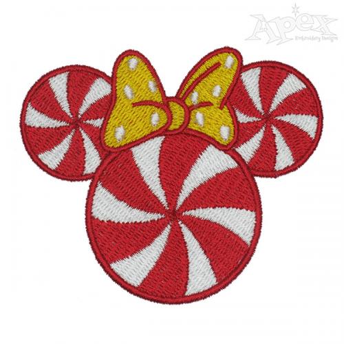 Peppermint Mouse Head Embroidery Design