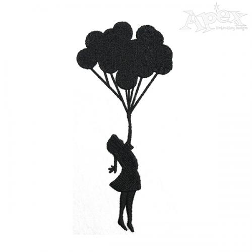 Girl with Balloon Embroidery Designs