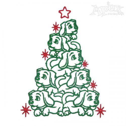 Puppy Christmas Tree Embroidery Designs