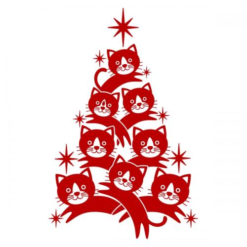 Cat Christmas Tree SVG Cuttable Designs