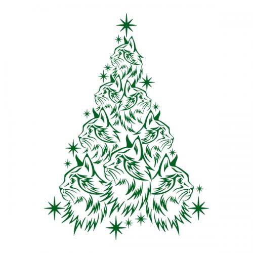 Beautiful Cat Christmas Tree SVG Cuttable Designs
