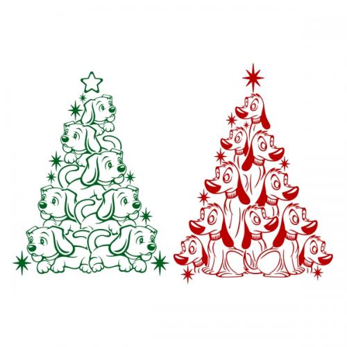 Puppy Christmas Tree SVG Cuttable Designs