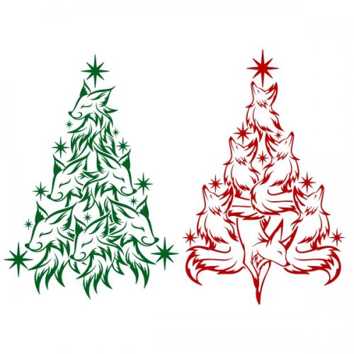 Fox Christmas Tree SVG Cuttable Designs