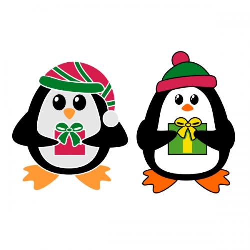 Penguin with Christmas Gift SVG Cuttable Designs