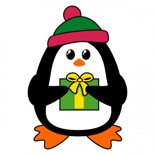 Penguin with Christmas Gift SVG Cuttable Designs