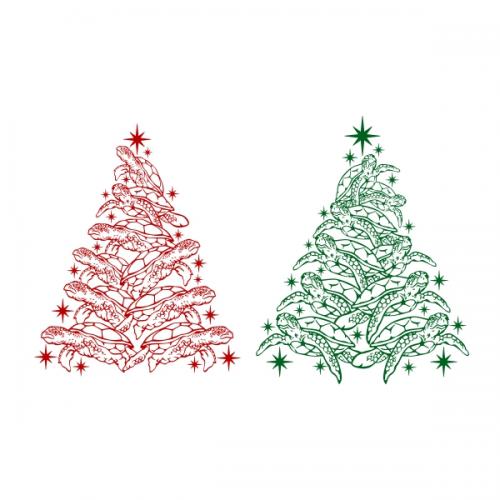 Turtle Christmas Tree SVG Cuttable Designs