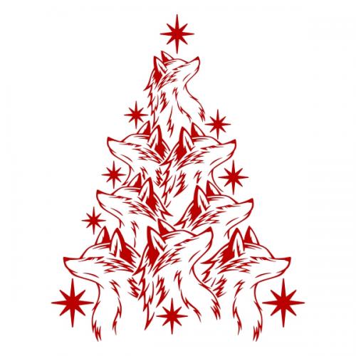 Wolf Christmas Tree SVG Cuttable Designs