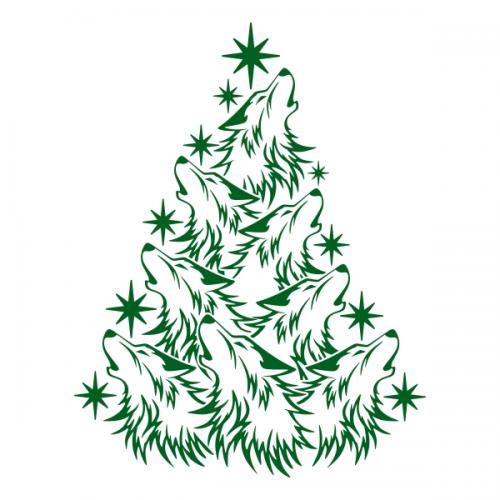 Wolf Christmas Tree SVG Cuttable Designs