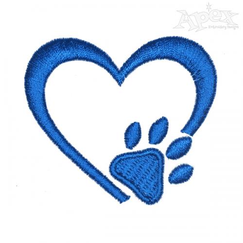 Paw In Heart Embroidery Designs