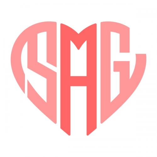 Hearts Monogram SVG Cuttable Fonts