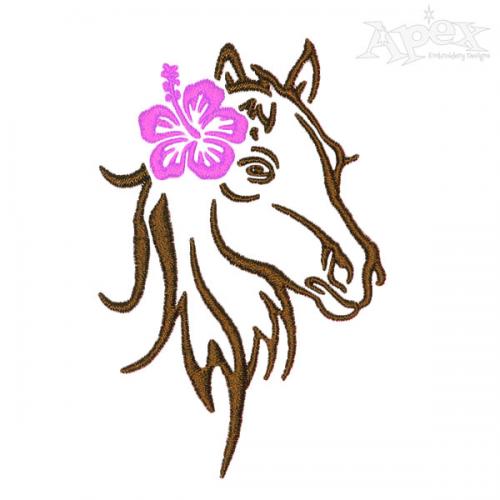 Hibiscus Flower Horse Embroidery Designs