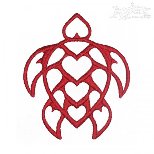 Heart Sea Turtle Embroidery Design