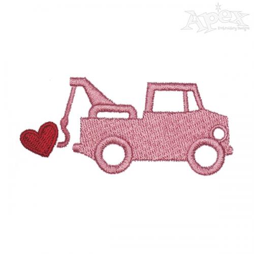 Valentine Tow Truck Embroidery Design