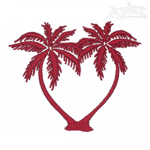 Heart Palm Trees Embroidery Desgins