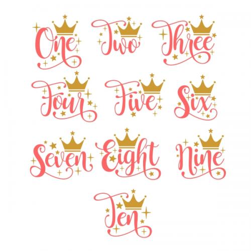 Wording Numbers Birthday with Crown SVG Cuttable Designs