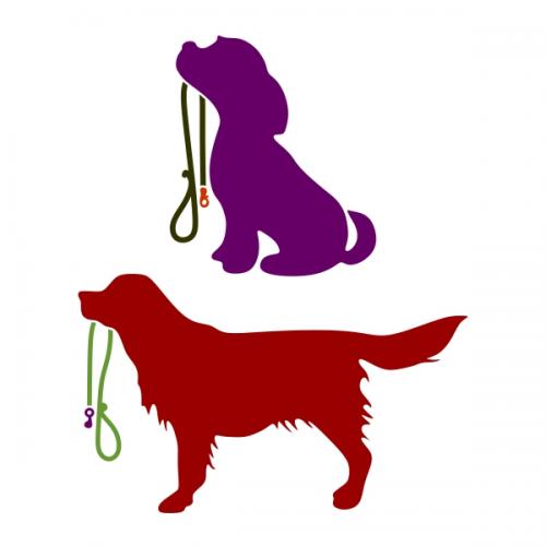 Dog with Rope Leash SVG Cuttable Files