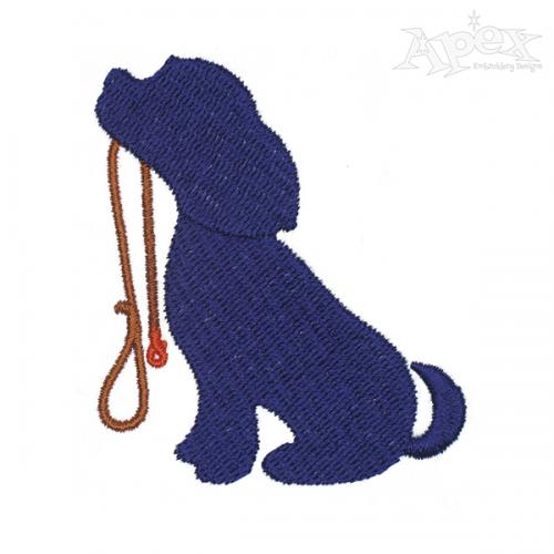 Dog with Rope Leash Embroidery Designs