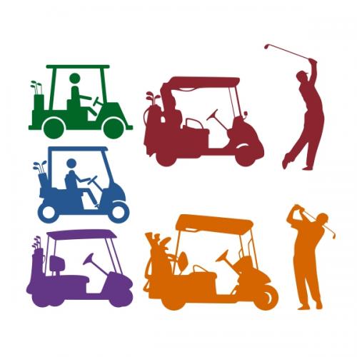Golf Cart Silhouette Pack SVG Cuttable Designs