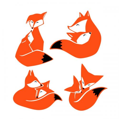 Mother and Baby Foxes SVG Cuttable Designs