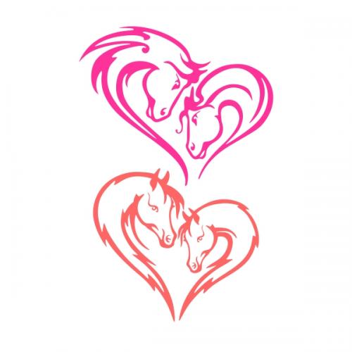 Couple Horse Heart SVG Cuttable Designs