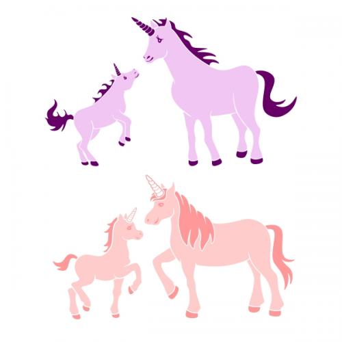 Unicorns Mother and Baby SVG Cuttable Designs