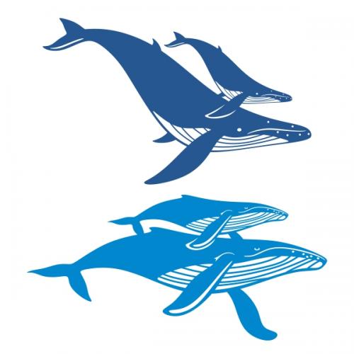 Mother and Calf Humpback Whales SVG Cuttable Designs