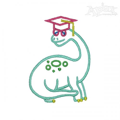 Graduation Dinosaur Embroidery Design