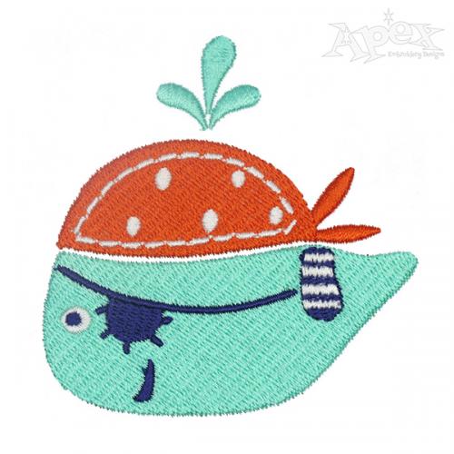 Pirate Whale Embroidery Design